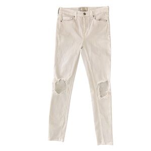 Free People We The Free White Distressed Skinny Jeans 26 Ripped Knee Festival